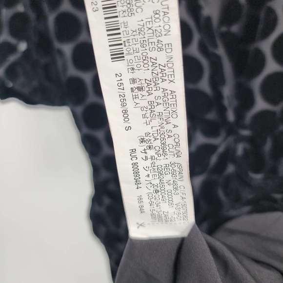 Zara Women's Black Velvet Polka Dot Dress Blogger Favorite Size Small - Picture 3 of 6